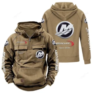 Boat Power Tactical Quarter Zip Hoodie, Exclusive Logo Hoodie For Car Enthusiasts CAR960 - Khaki