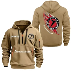 Hoodie Half Zipper Exclusive Logo Gift For Car Enthusiasts CAR170 - Khaki
