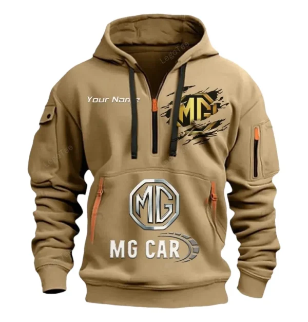 Hoodie Half Zipper Exclusive Logo Gift For Small Performance Car Enthusiasts CAR113 - Khaki