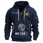 Hoodie Half Zipper Exclusive Logo Gift For Iconic British Ride Enthusiasts CAR113 - Navy