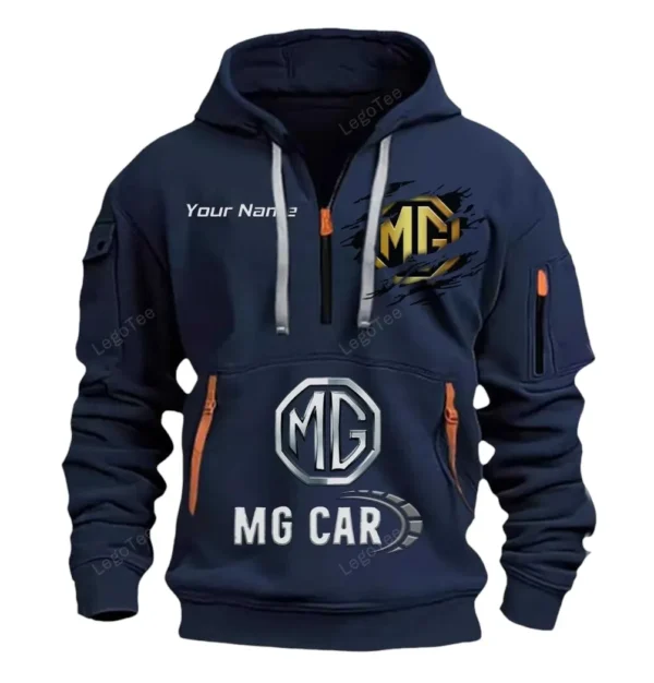 Hoodie Half Zipper Exclusive Logo Gift For Iconic British Ride Enthusiasts CAR113 - Navy