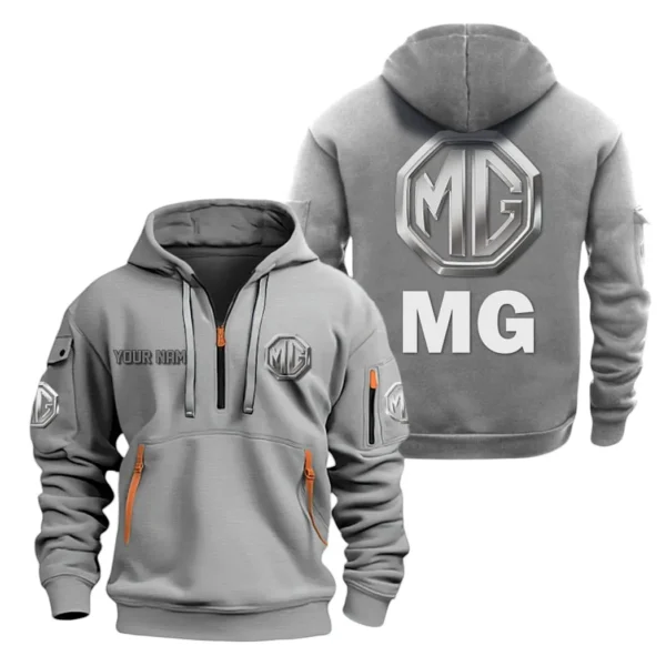 Heritage Vehicle Hoodie Half Zipper, All Over Print Hoodie Gift For Heritage Vehicle Enthusiasts CAR200 - Gray
