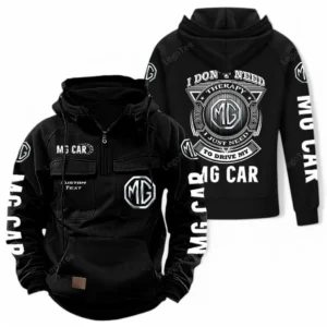 Retro Coupe Tactical Quarter Zip Hoodie, Exclusive Logo Hoodie For Car Enthusiasts CAR106 - Black