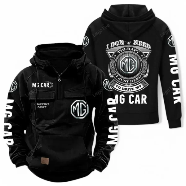 Retro Coupe Tactical Quarter Zip Hoodie, Exclusive Logo Hoodie For Car Enthusiasts CAR106 - Black