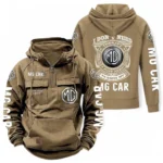 Timeless Convertible Tactical Quarter Zip Hoodie, Exclusive Logo Hoodie For Car Enthusiasts CAR106 - Khaki