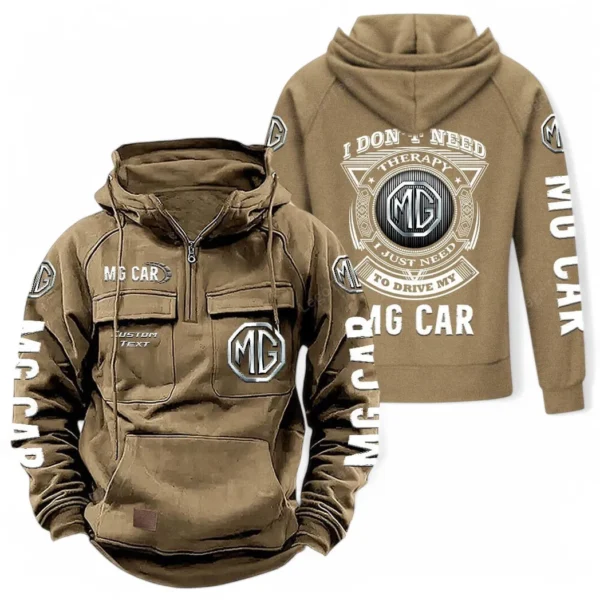 Timeless Convertible Tactical Quarter Zip Hoodie, Exclusive Logo Hoodie For Car Enthusiasts CAR106 - Khaki