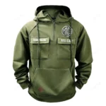 Iconic British Ride Tactical Quarter Zip Hoodie, Exclusive Logo Hoodie For Car Enthusiasts CAR109 - Army Green