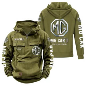 Heritage Vehicle Tactical Quarter Zip Hoodie, Exclusive Logo Hoodie For Car Enthusiasts CAR960 - Army Green
