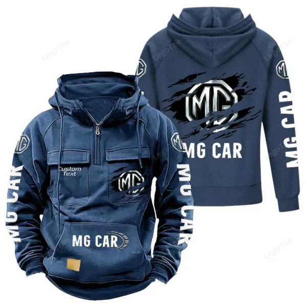 Compact Roadster Tactical Quarter Zip Hoodie, Exclusive Logo Hoodie For Car Enthusiasts CAR122 - Dark Blue