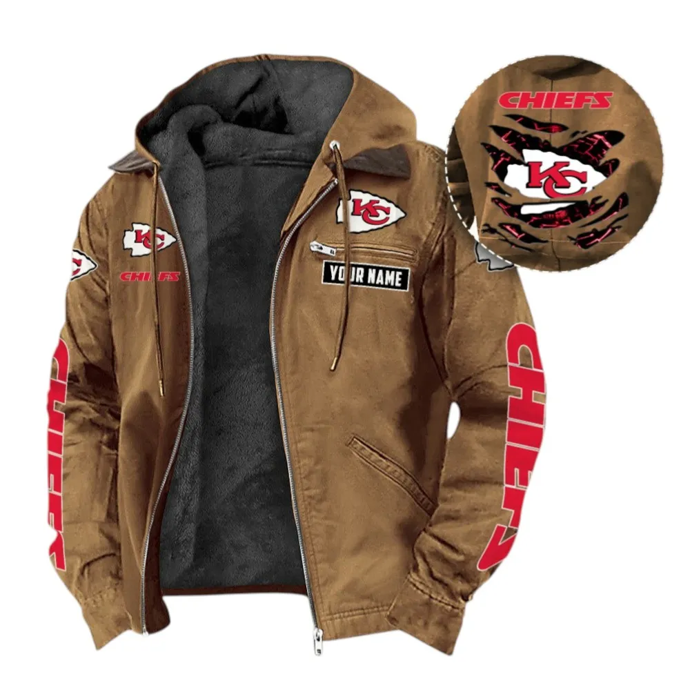 Midwestern Army Hooded And Flannel Hoodie, Team Spirit Flannel Hoodie NFL135 - Camel