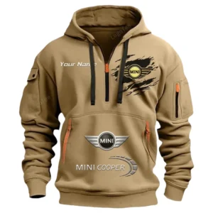 Hoodie Half Zipper Exclusive Logo Gift For Classic Car Enthusiasts CAR113 - Khaki