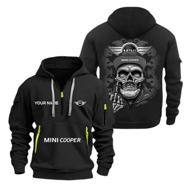 Hoodie Half Zipper Exclusive Logo Gift For Classic Car Enthusiasts CAR166 - Black