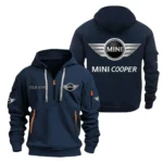 Retro Compact Hoodie Half Zipper, All Over Print Hoodie Gift For Retro Compact Enthusiasts CAR200 - Navy