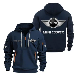 Retro Compact Hoodie Half Zipper, All Over Print Hoodie Gift For Retro Compact Enthusiasts CAR200 - Navy