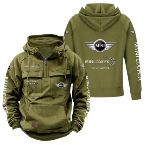 Modern Two-Door Tactical Quarter Zip Hoodie, Exclusive Logo Hoodie For Car Enthusiasts CAR960 - Army Green
