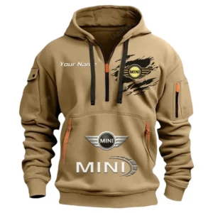 Hoodie Half Zipper Exclusive Logo Gift For Urban Explorer Car Enthusiasts CAR113 - Khaki