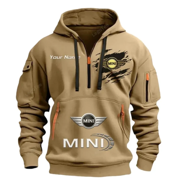 Hoodie Half Zipper Exclusive Logo Gift For Urban Explorer Car Enthusiasts CAR113 - Khaki
