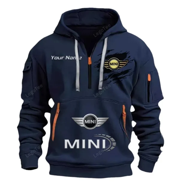 Hoodie Half Zipper Exclusive Logo Gift For Car Nimble Hatch Enthusiasts CAR113 - Navy