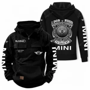 Compact Car Tactical Quarter Zip Hoodie, Exclusive Logo Hoodie For Car Enthusiasts CAR106 - Black