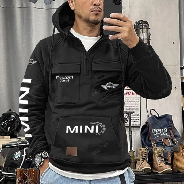 City Car Tactical Quarter Zip Hoodie, Exclusive Logo Hoodie For Car Enthusiasts CAR122 - Black - Image 2