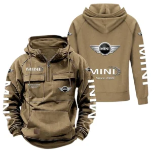 Historic Automobile Tactical Quarter Zip Hoodie, Exclusive Logo Hoodie For Car Enthusiasts CAR960 - Khaki