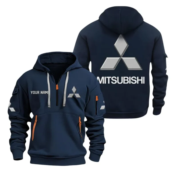 Family Hatchback Hoodie Half Zipper, All Over Print Hoodie Gift For Family Hatchback Enthusiasts CAR200 - Navy