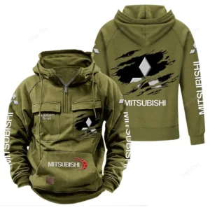Japanese Car Tactical Quarter Zip Hoodie, Exclusive Logo Hoodie For Car Enthusiasts CAR122 - Army Green