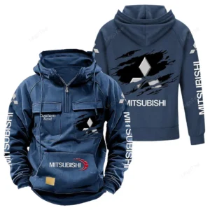 Compact Sedan Tactical Quarter Zip Hoodie, Exclusive Logo Hoodie For Car Enthusiasts CAR122 - Dark Blue