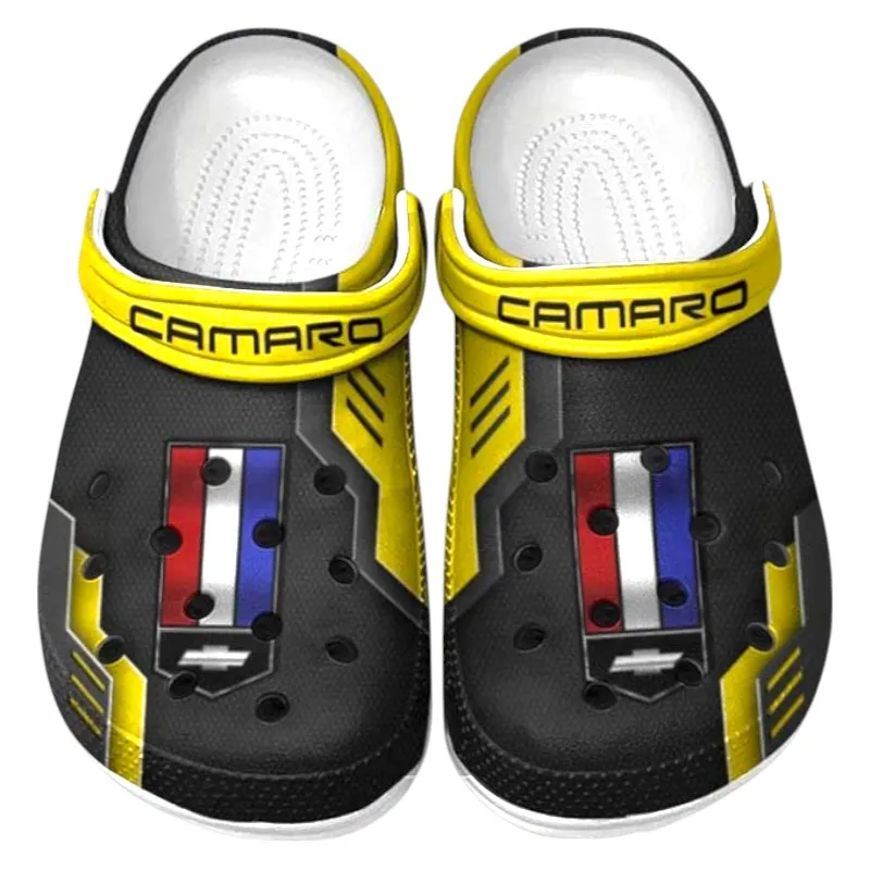Modern Crossover Culture Clog, Stylish All Over Print Lightweight Shoes for Auto Fans and Streetwear Style CAR185 - Yellow