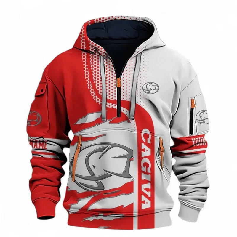 Modern Road Bike Hoodie Half Zip 3D, Casual Fit Hoodie For Car Lovers CAR398 - Red
