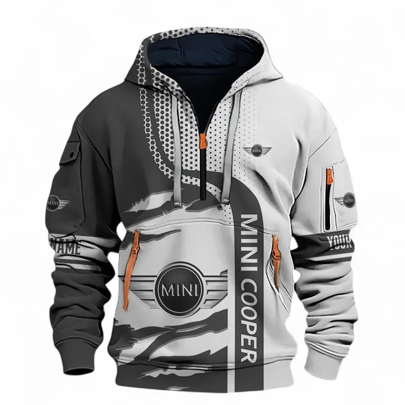 Modern Two-Door Hoodie Half Zip 3D, Adventure-Ready Streetwear For Car Lovers CAR396 - Black