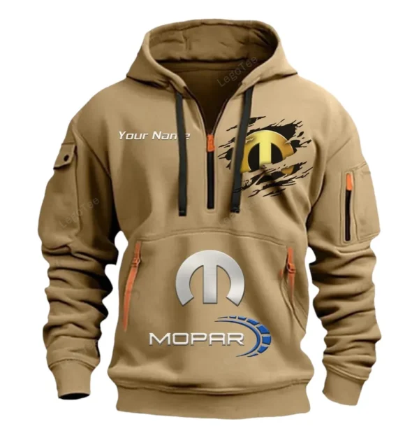 Hoodie Half Zipper Exclusive Logo Gift For Powertrain Upgrades Enthusiasts CAR113 - Khaki
