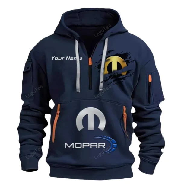 Hoodie Half Zipper Exclusive Logo Gift For Custom Car Culture Enthusiasts CAR113 - Navy