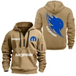 Hoodie Half Zipper Exclusive Logo Gift For Classic Car Performance Enthusiasts CAR170 - Khaki