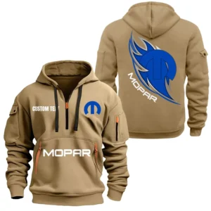 Hoodie Half Zipper Exclusive Logo Gift For Classic Car Performance Enthusiasts CAR170 - Khaki