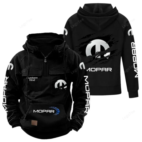 American Auto Upgrades Tactical Quarter Zip Hoodie, Exclusive Logo Hoodie For Car Enthusiasts CAR122 - Black