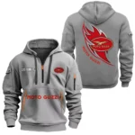 Motorbike Hoodie Half Zipper, All Over Print Hoodie Gift For Motorbike Enthusiasts CAR170 - Gray