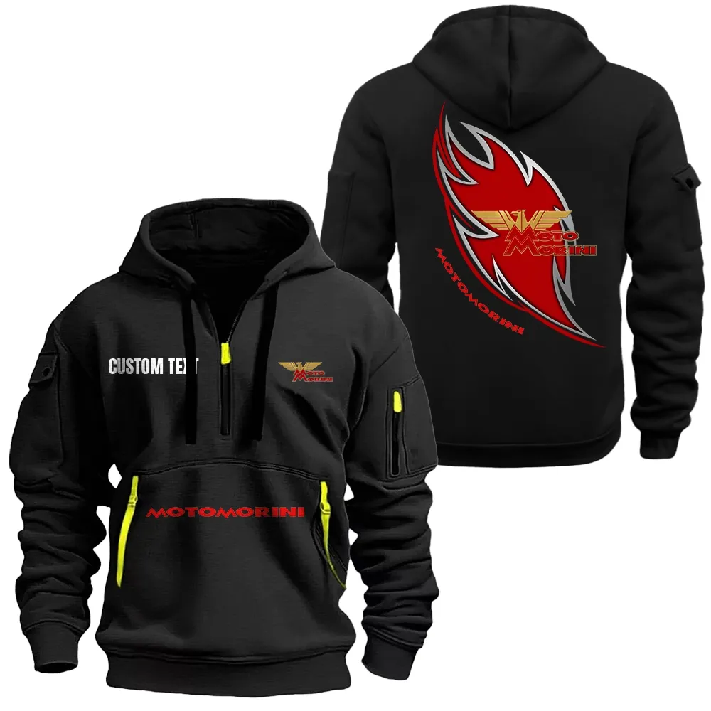 Hoodie Half Zipper Exclusive Logo Gift For Track Motorcycle Enthusiasts CAR170 - Black