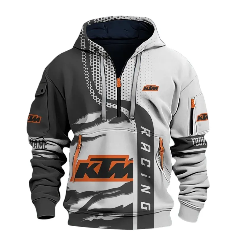 Motocross Motorcycle Hoodie Half Zip 3D, Urban Casual Comfort Hoodie For Car Lovers CAR398 - Black