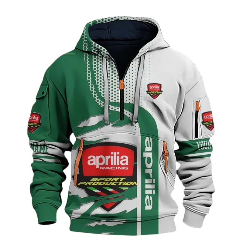 Motorbike Hoodie Half Zip 3D, Rugged Casual Hoodie For Car Lovers CAR398 - Green