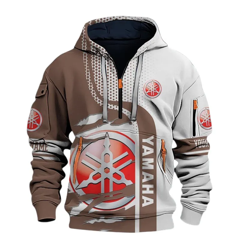 Motorbike Hoodie Half Zip 3D, Street-Ready Casual Hoodie For Motor Lovers CAR398 - Brown