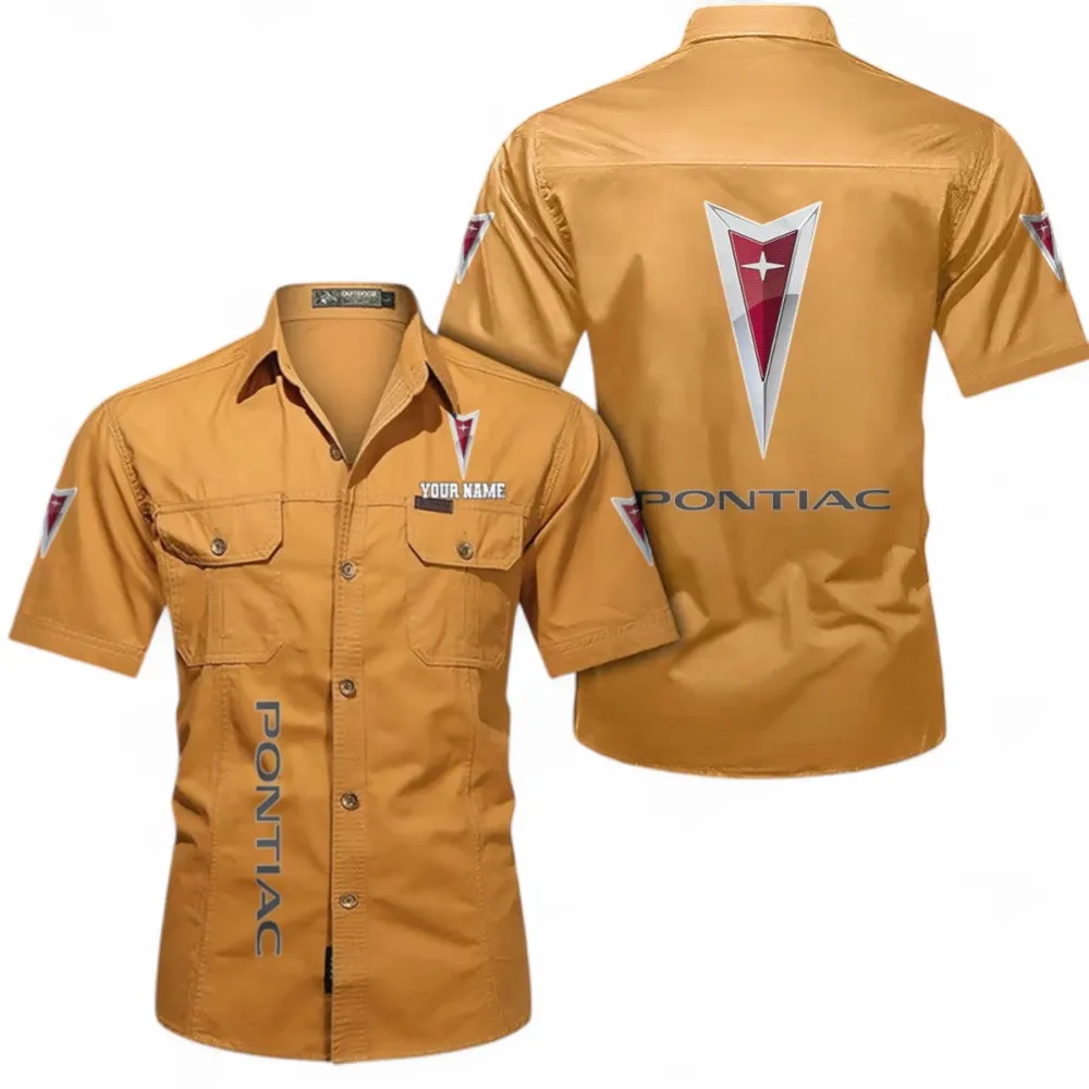 Muscle Car Cotton Short Sleeved Shirt, Custom Name CAR392 - Turmeric