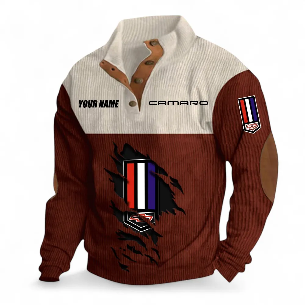 Muscle Car Men's Stand Up Collar Base Shirt, Exclusive Logo Hoodie For Car Enthusiasts CAR402 - Dark Red