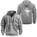 Hoodie Half Zipper Exclusive Logo Gift For Racing Car Enthusiasts CAR170 - Gray