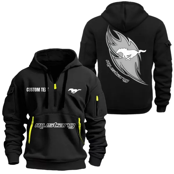Hoodie Half Zipper Exclusive Logo Gift For High-Performance Vehicle Enthusiasts CAR170 - Black