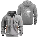Hoodie Half Zipper Exclusive Logo Gift For Track Car Enthusiasts CAR170 - Gray