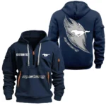 Hoodie Half Zipper Exclusive Logo Gift For Motorsport Vehicle Enthusiasts CAR170 - Navy