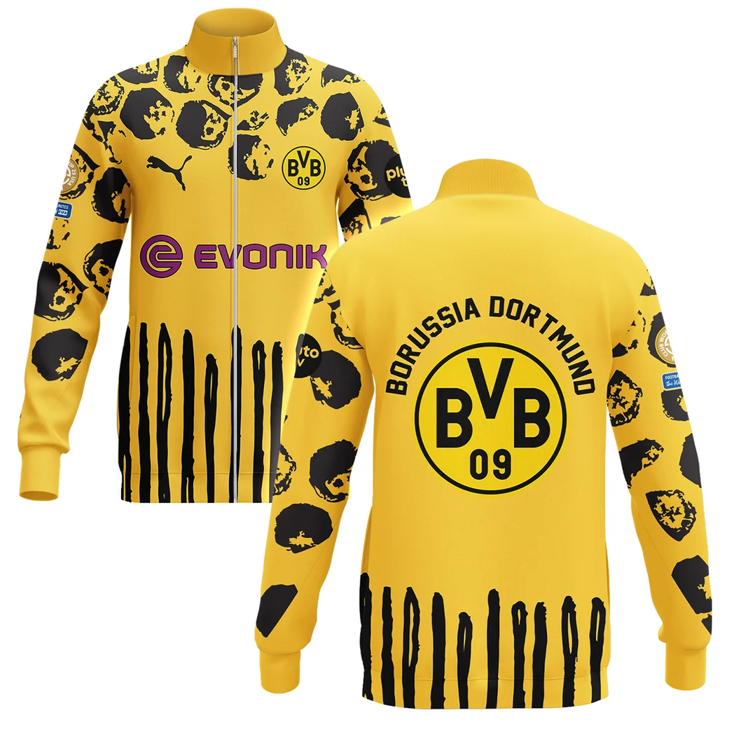 Mutige Gelbe Mannschaft Stand Collar Jacket, Road-Ready Style Jacket for Fans HVN1099BD