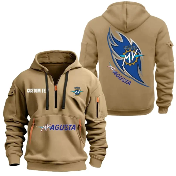 Sport Bike Hoodie Half Zipper, All Over Print Hoodie Gift For Sport Bike Enthusiasts CAR170 - Khaki