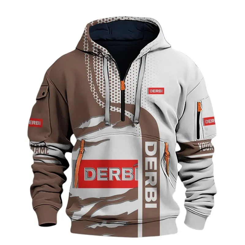 Nimble Scooter Hoodie Half Zip 3D, Adventure-Ready Streetwear For Car Lovers CAR398 - Brown